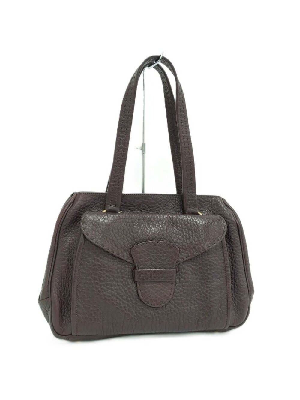 Prada Shrink Leather Shoulder Bag Brown